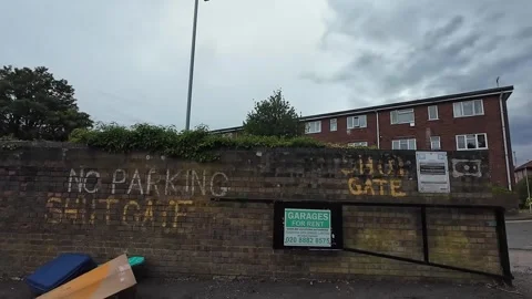 Low Angle Car Mounted Camera Luton City Street View Footage Video stock 314417867