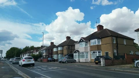 Low Angle Car Mounted Camera Luton City Street View Footage Stock Footage 314417906