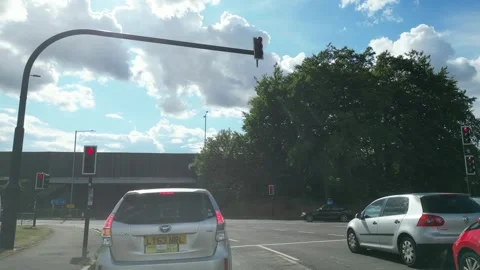 Low Angle Car Mounted Camera Luton City Street View Footage Stock Footage 314417930