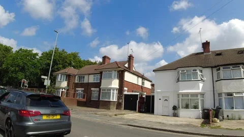 Low Angle Car Mounted Camera Luton City Street View Footage Stock Footage 314418008