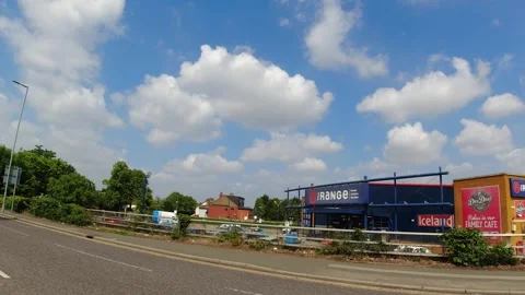 Low Angle Car Mounted Camera Luton City Street View Footage Stock Footage 314418020