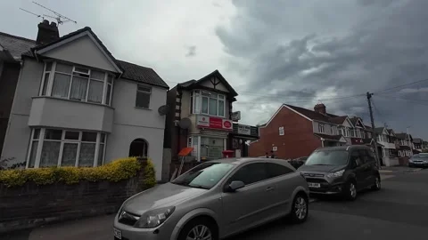 Low Angle Car Mounted Camera Luton City Street View Footage Stock Footage 314418042