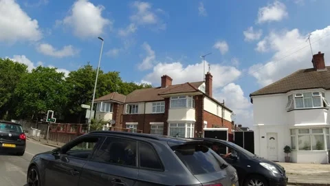 Low Angle Car Mounted Camera Luton City Street View Footage Stock Footage 314418043