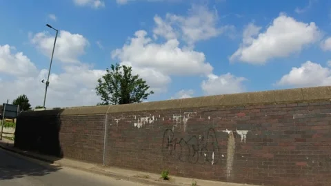 Low Angle Car Mounted Camera Luton City Street View Footage Video stock 314418068