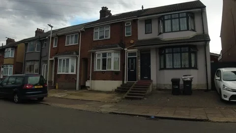 Low Angle Car Mounted Camera Luton City Street View Footage Stock Footage 314418088