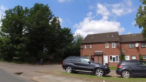 Low Angle Car Mounted Camera Luton City Street View Footage Stock Footage 314418127