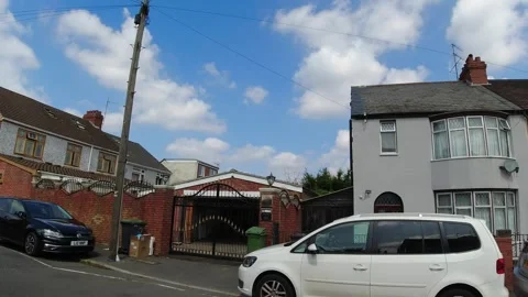 Low Angle Car Mounted Camera Luton City Street View Footage Stock Footage 314418156