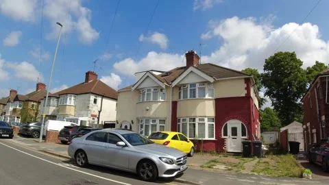 Low Angle Car Mounted Camera Luton City Street View Footage Stock Footage 314418175