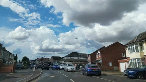 Low Angle Car Mounted Camera Luton City Street View Footage Stock Footage 314418197