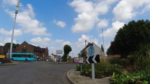 Low Angle Car Mounted Camera Luton City Street View Footage Video stock 314418199
