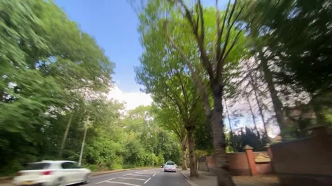 Low Angle Car Mounted Camera Luton City Street View Footage Stock Footage 314418236