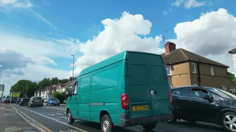 Low Angle Car Mounted Camera Luton City Street View Footage Stock Footage 314418344