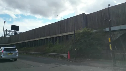 Low Angle Car Mounted Camera Luton City Street View Footage Stock Footage 314418399