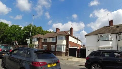 Low Angle Car Mounted Camera Luton City Street View Footage Stock Footage 314418432