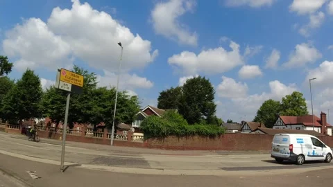 Low Angle Car Mounted Camera Luton City Street View Footage Stock Footage 314418433