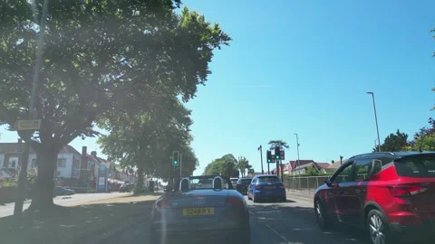 Low Angle Car Mounted Camera Luton City Street View Footage Stock Footage 314418464