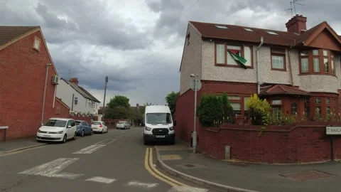 Low Angle Car Mounted Camera Luton City Street View Footage Stock Footage 314418481