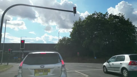 Low Angle Car Mounted Camera Luton City Street View Footage Stock Footage 314418502