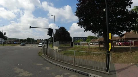 Low Angle Car Mounted Camera Luton City Street View Footage Video stock 314418589