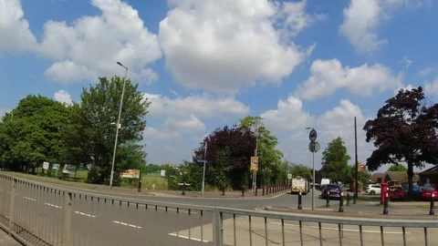 Low Angle Car Mounted Camera Luton City Street View Footage Video stock 314418606