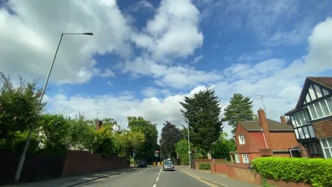 Low Angle Car Mounted Camera Luton City Street View Footage Stock Footage 314418619