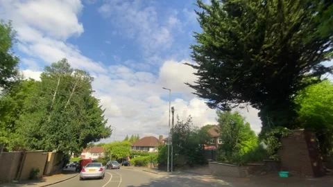 Low Angle Car Mounted Camera Luton City Street View Footage Stock Footage 314418637