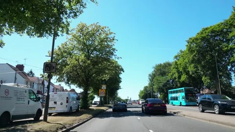 Low Angle Car Mounted Camera Luton City Street View Footage Stock Footage 314418709
