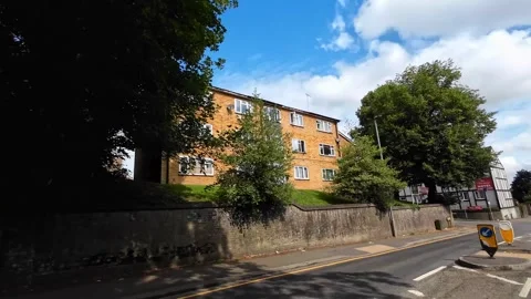 Low Angle Car Mounted Camera Luton City Street View Footage Stock Footage 314418742
