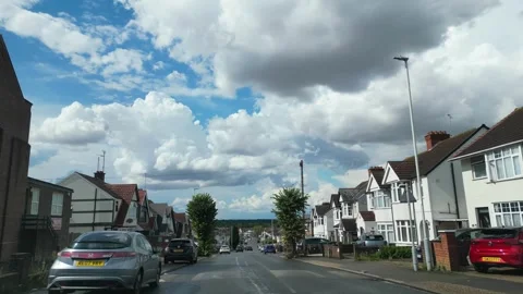Low Angle Car Mounted Camera Luton City Street View Footage Stock Footage 314418749