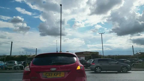 Low Angle Car Mounted Camera Luton City Street View Footage Stock Footage 314418824