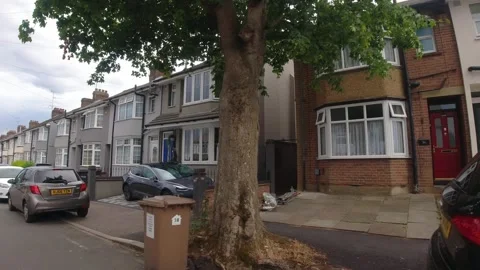 Low Angle Car Mounted Camera Luton City Street View Footage Stock Footage 314418867