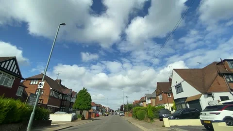 Low Angle Car Mounted Camera Luton City Street View Footage Stock Footage 314418916