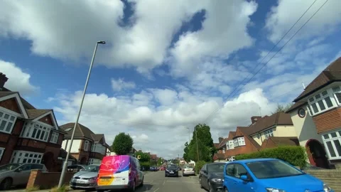 Low Angle Car Mounted Camera Luton City Street View Footage Stock Footage 314418920