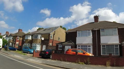 Low Angle Car Mounted Camera Luton City Street View Footage Stock Footage 314418930