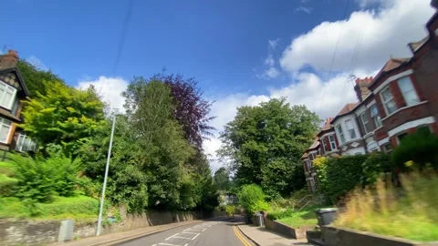 Low Angle Car Mounted Camera Luton City Street View Footage Video stock 314418961