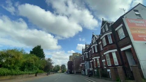 Low Angle Car Mounted Camera Luton City Street View Footage Stock Footage 314418962