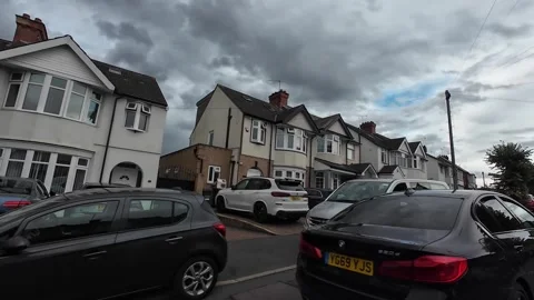 Low Angle Car Mounted Camera Luton City Street View Footage Video stock 314419072