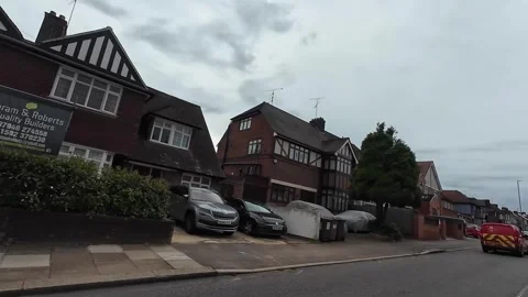 Low Angle Car Mounted Camera Luton City Street View Footage Video stock 314419164