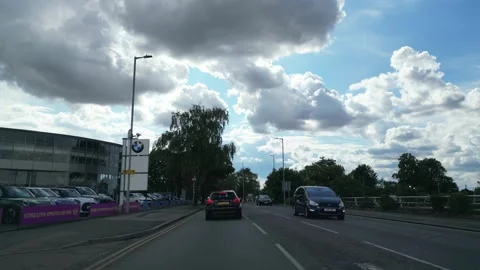 Low Angle Car Mounted Camera Luton City Street View Footage Stock Footage 314419307