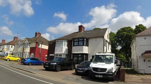 Low Angle Car Mounted Camera Luton City Street View Footage Stock Footage 314419736