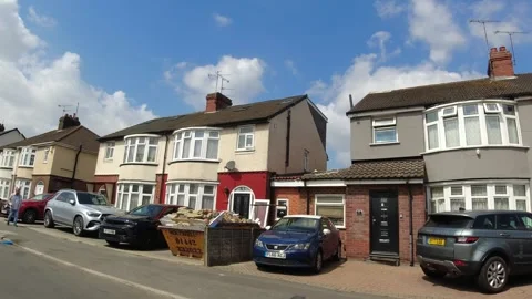 Low Angle Car Mounted Camera Luton City Street View Footage Stock Footage 314420094