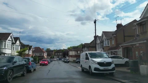 Low Angle Car Mounted Camera Luton City Street View Footage Stock Footage 314420105