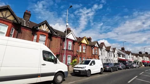 Low Angle Car Mounted Camera Luton City Street View Footage Stock Footage 314420255