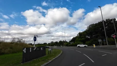 Low Angle Car Mounted Camera Luton City Street View Footage Stock Footage 314420305