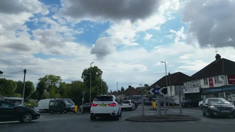 Low Angle Car Mounted Camera Luton City Street View Footage Stock Footage 314420491
