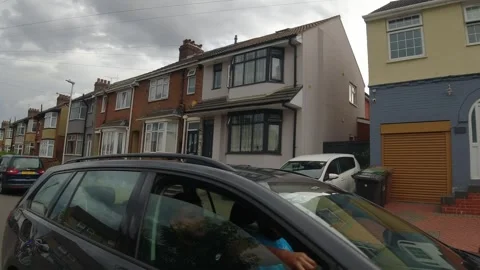 Low Angle Car Mounted Camera Luton City Street View Footage Stock Footage 314420506