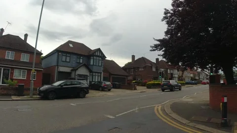 Low Angle Car Mounted Camera Luton City Street View Footage Stock Footage 314420651
