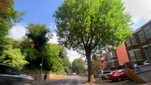 Low Angle Car Mounted Camera Luton City Street View Footage Stock Footage 314420841