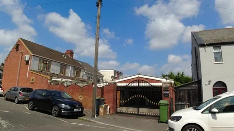 Low Angle Car Mounted Camera Luton City Street View Footage Stock Footage 314420882