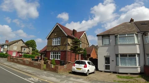 Low Angle Car Mounted Camera Luton City Street View Footage Stock Footage 314420897